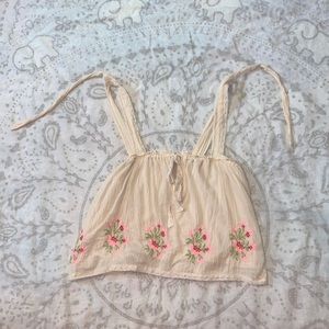 Free People Golden Hour Camisole Top Peach Pink Embroidered Sz XS
